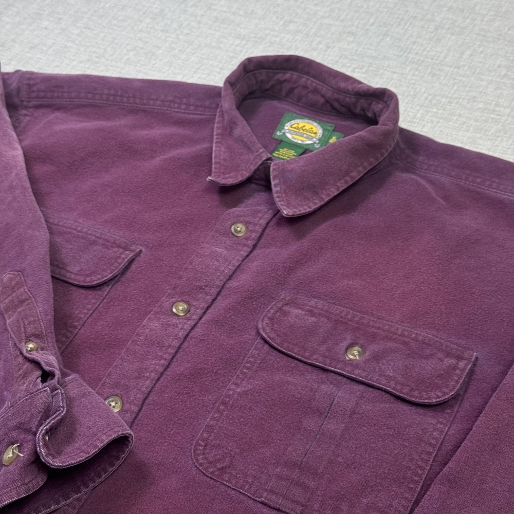 Cabela's Flannel Chamois Shirt Mens XL Purple Button-Up Heavyweight Workwear